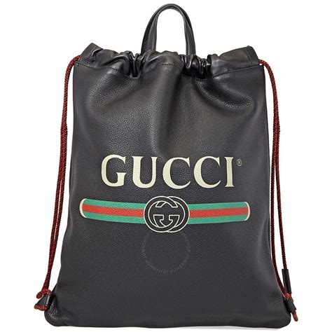 gucci print leather drawstring backpack ราคา|Gucci Ghost Drawstring Backpack In Black Leather .